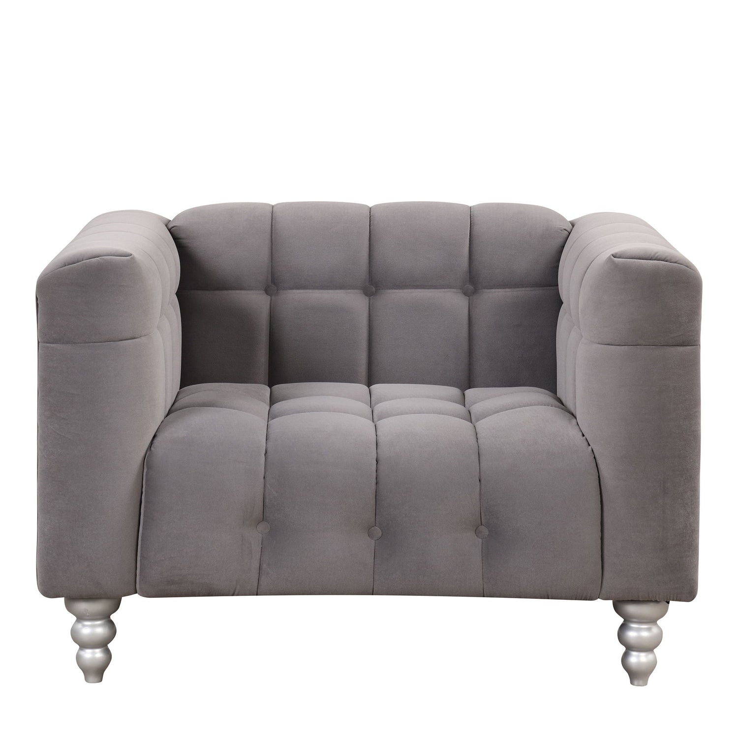 Modern Sofa Dutch Fluff Upholstered Sofa &amp; Wood Legs, Buttoned Tufted Backrest