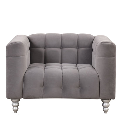 Modern Sofa Dutch Fluff Upholstered Sofa &amp; Wood Legs, Buttoned Tufted Backrest