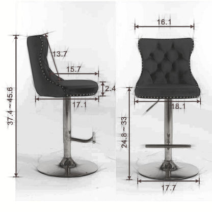 Swivel Velvet Barstools Adjusatble Seat Height From 25-33&quot;, Modern Upholstered Chrome Base Bar Stools With Backs Comfortable Tufted For Home Pub And Kitchen Island (Set of 2)