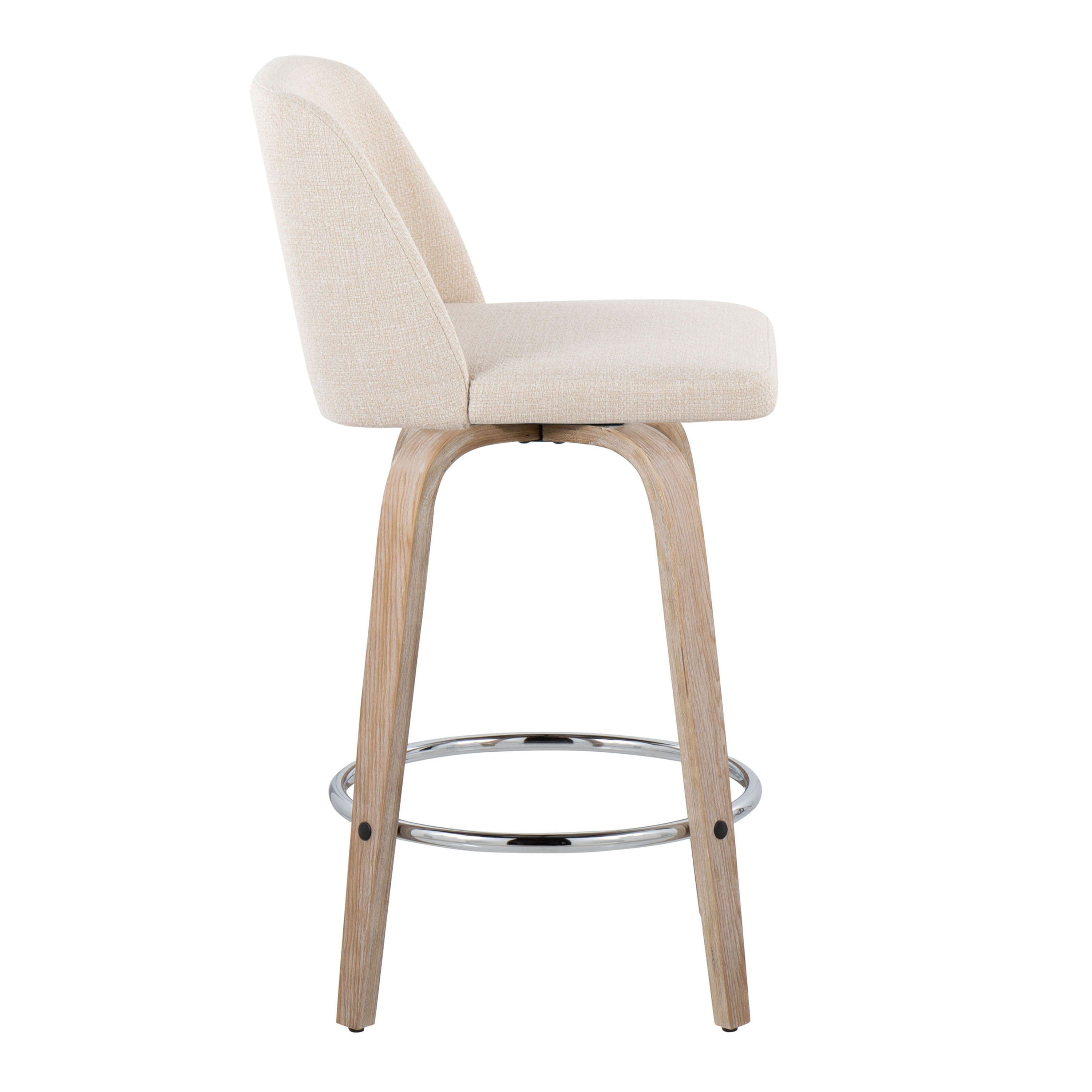 Toriano - Contemporary Fixed Height Counter Stool With Swivel &amp; Round Footrest Modern Design (Set of 2)