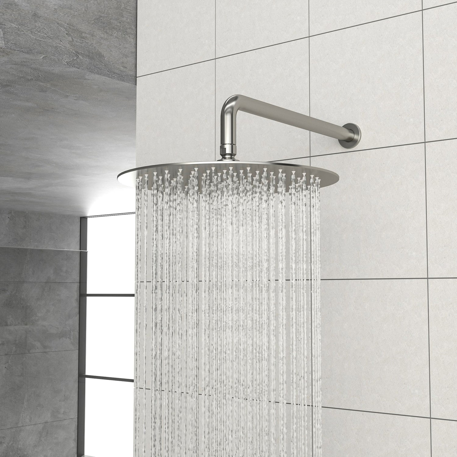 Shower Faucet Set With 10&quot; Rainfall Shower Head And Valve - Brushed Nickel