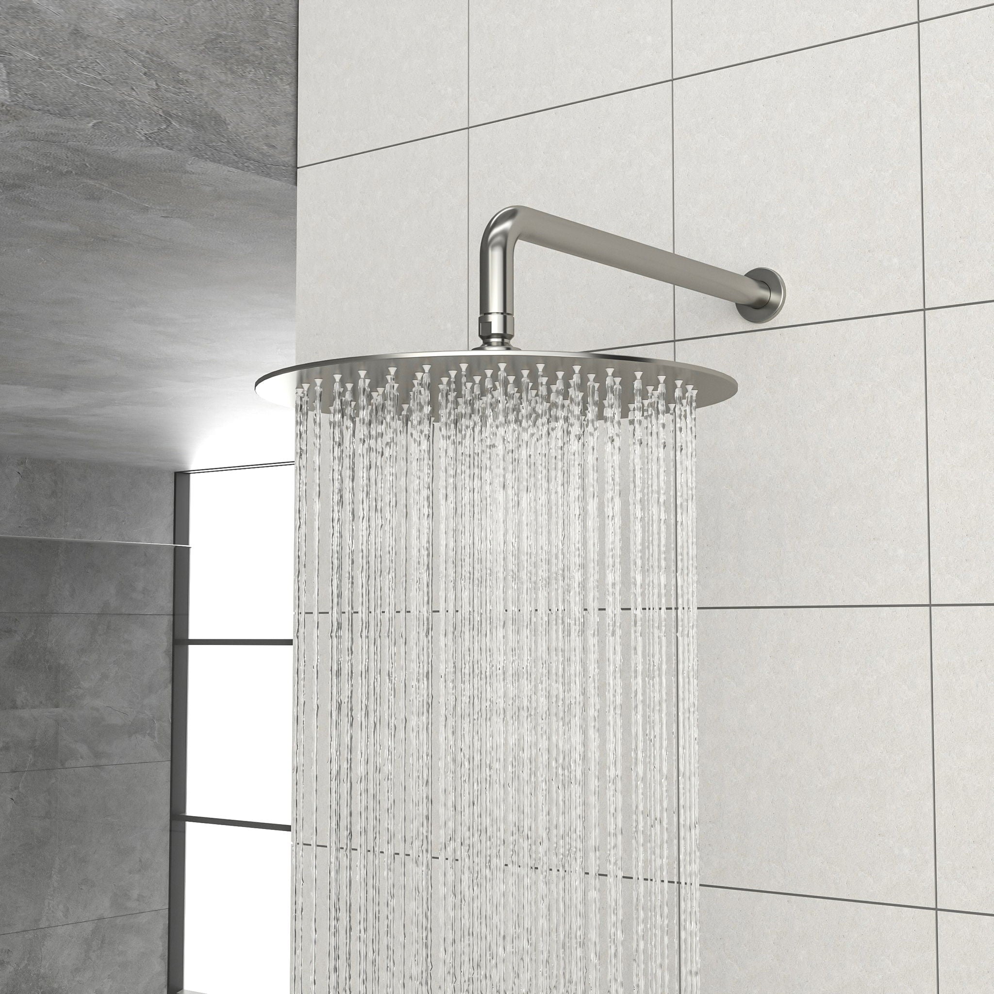 Shower Faucet Set With 10&quot; Rainfall Shower Head And Valve - Brushed Nickel