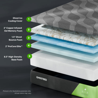 Premium - 14&quot; Foam Mattress With Cooling Ghost Ice Cover And Copper Infused Memory Foam