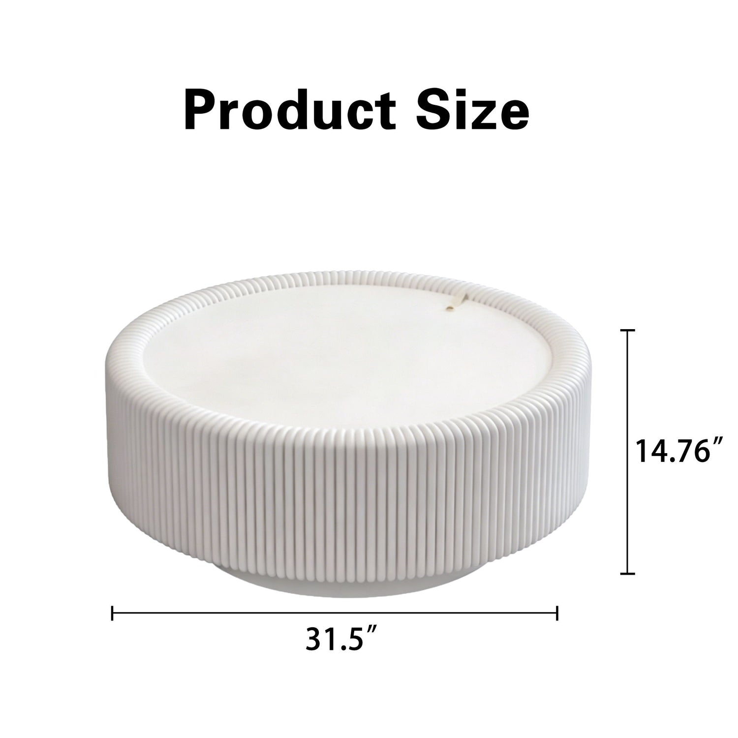 Round Fluted Coffee Table, Base &amp; Hidden Storage - Snow White