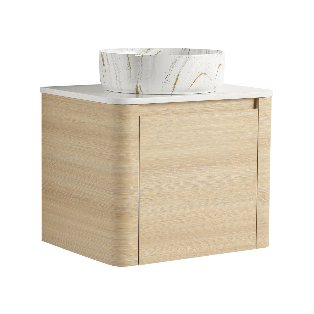Mounted Bathroom Vanity &amp; Art Sink, Soft Close Door