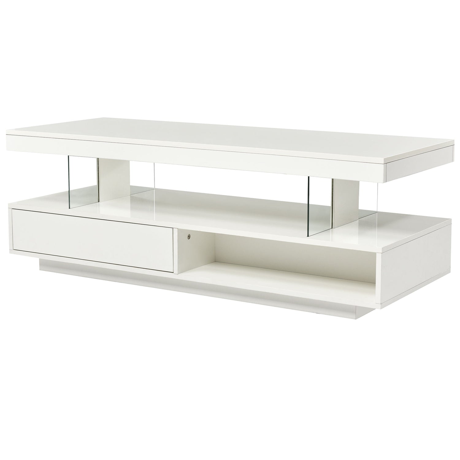 LED Coffee Table With 2 Drawers And Display Shelves