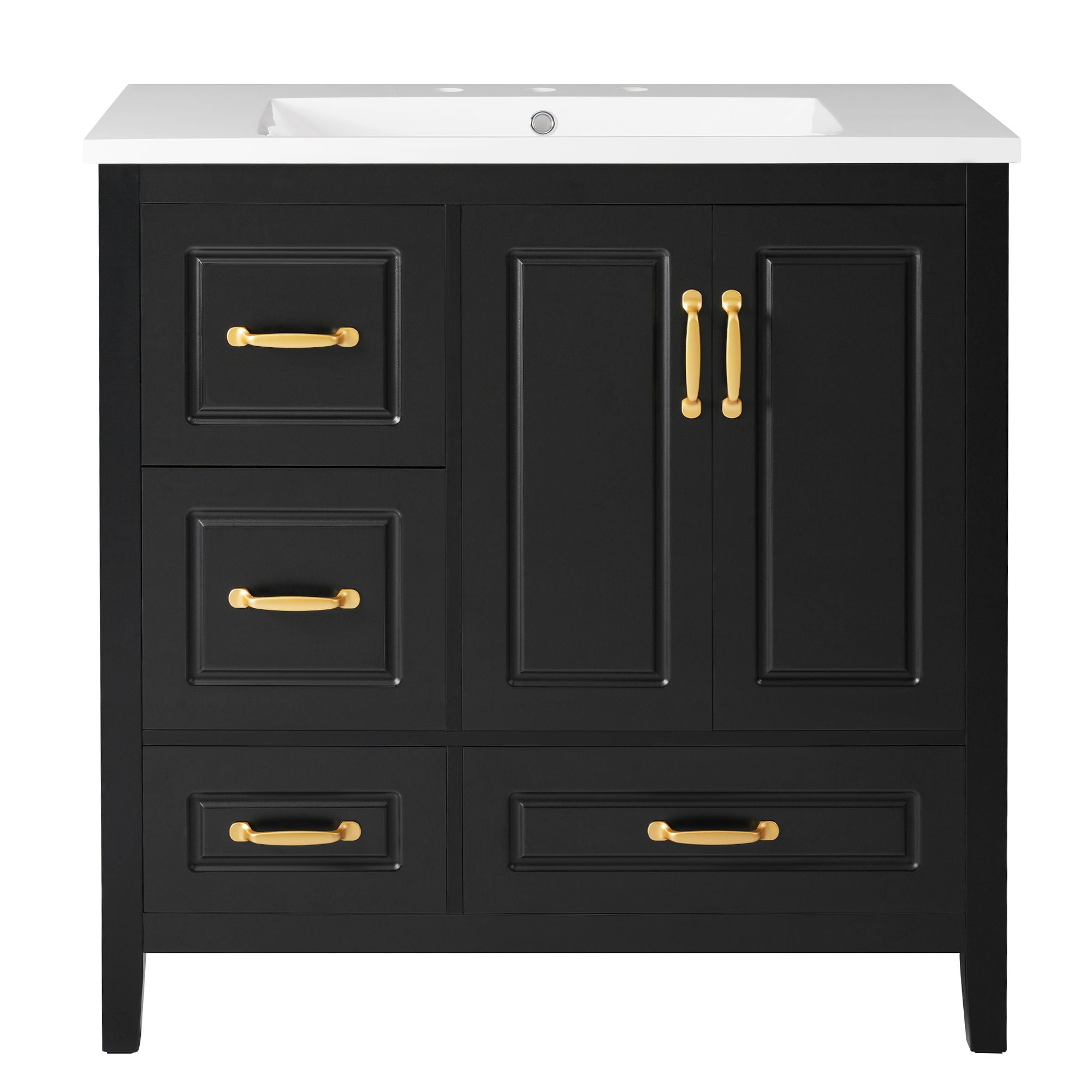 Bathroom Vanity With Sink, Soft Closing Doors &amp; Drawers, Metal Handles