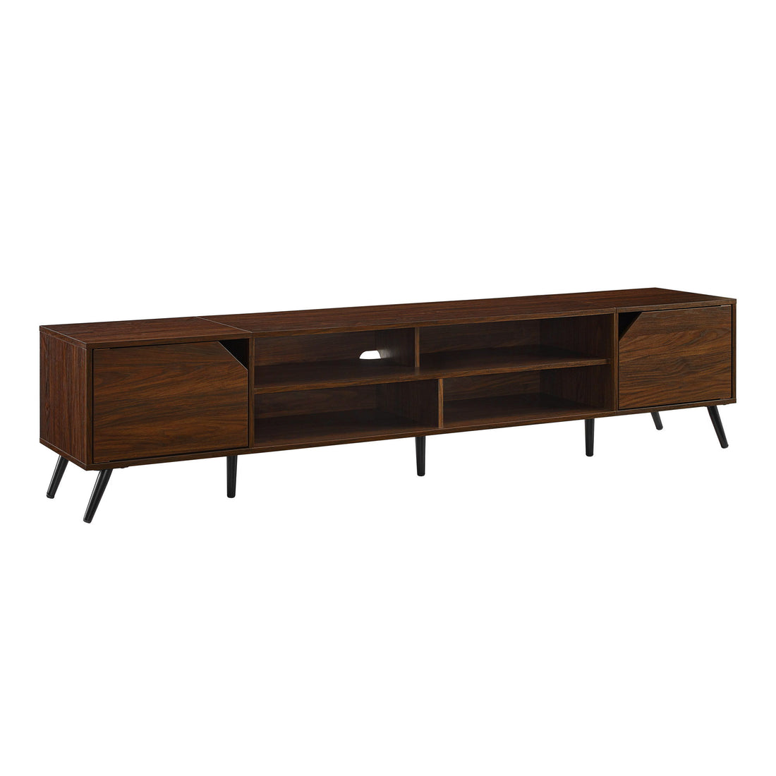 Contemporary 2 Door Minimalist TV Stand For TVs Up To 90&quot; - Dark Walnut