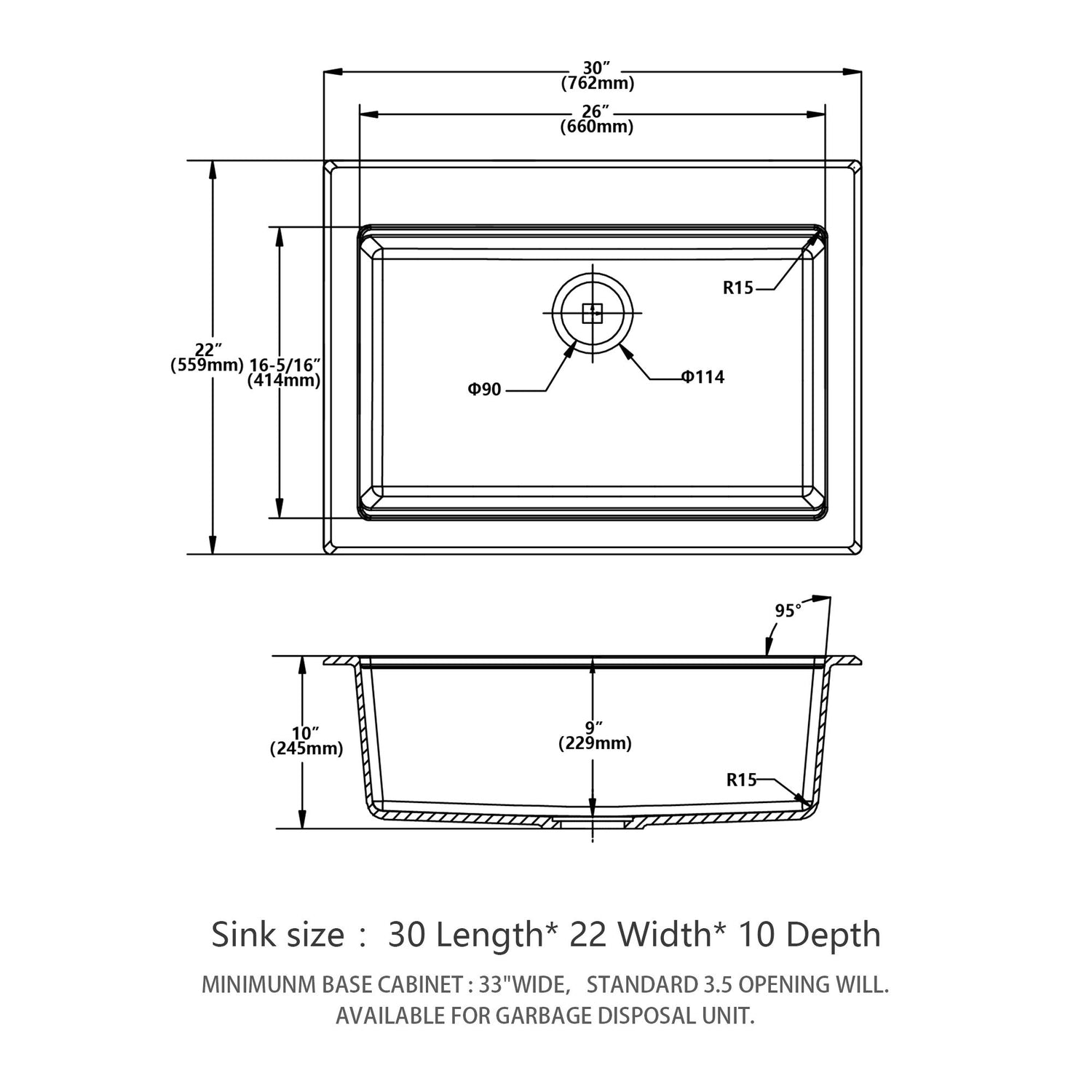 Quartz Kitchen Sink 30&quot; X 22&quot; Granite Composite Workstation Drop In Sink - White