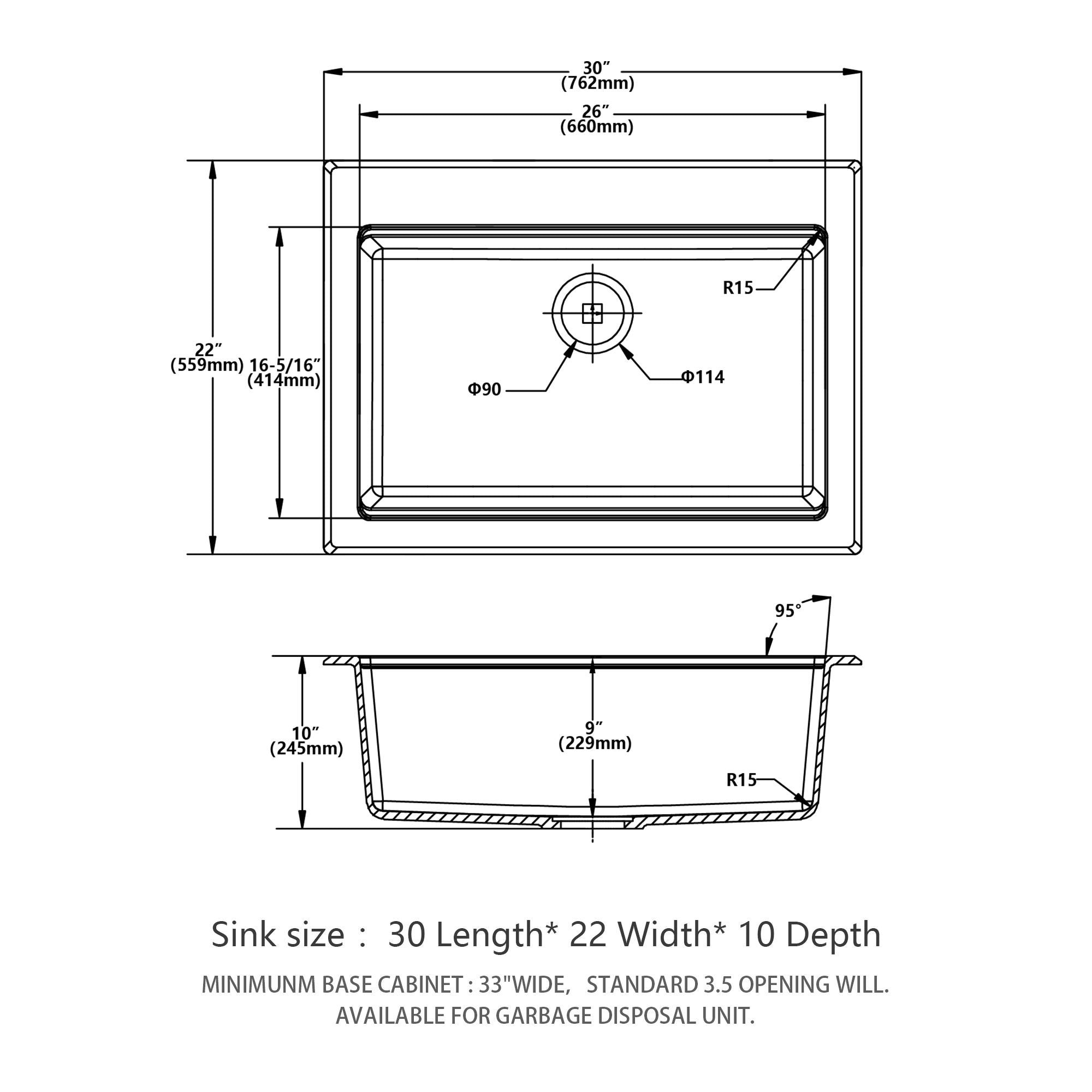 Quartz Kitchen Sink 30&quot; X 22&quot; Granite Composite Workstation Drop In Sink - White