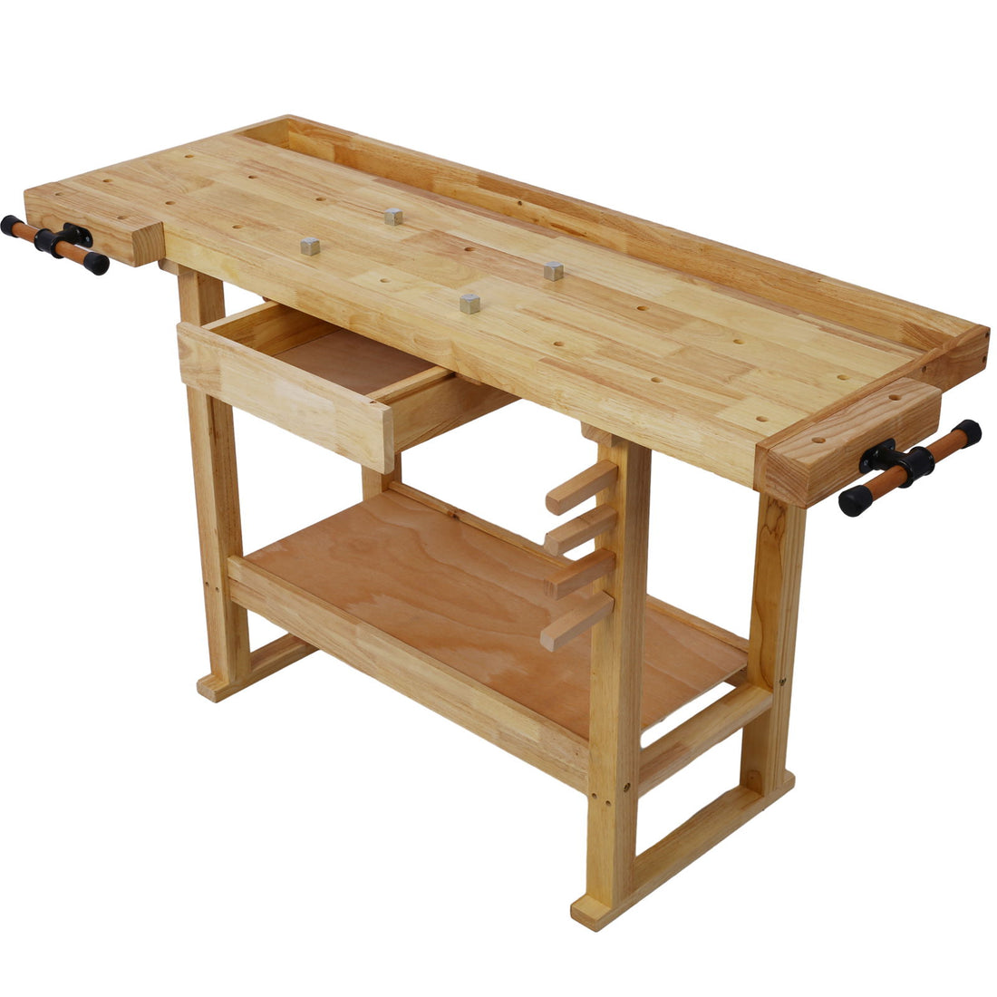 55&quot; Wood Workbench For Garage Workshop And Home - Natural