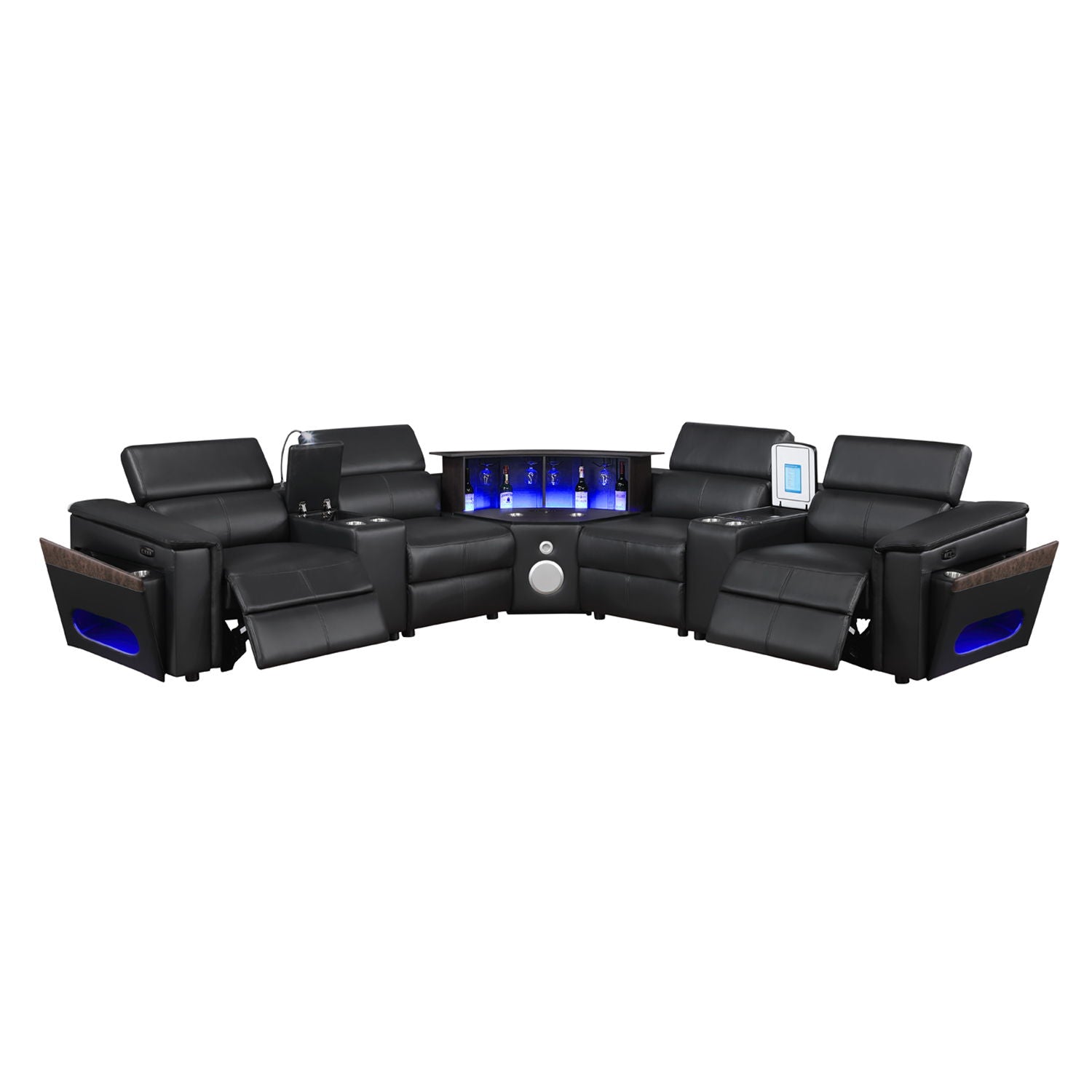 Nova - Sectional With Bluetooth Speaker, LED And Lifting Wine Cabinet