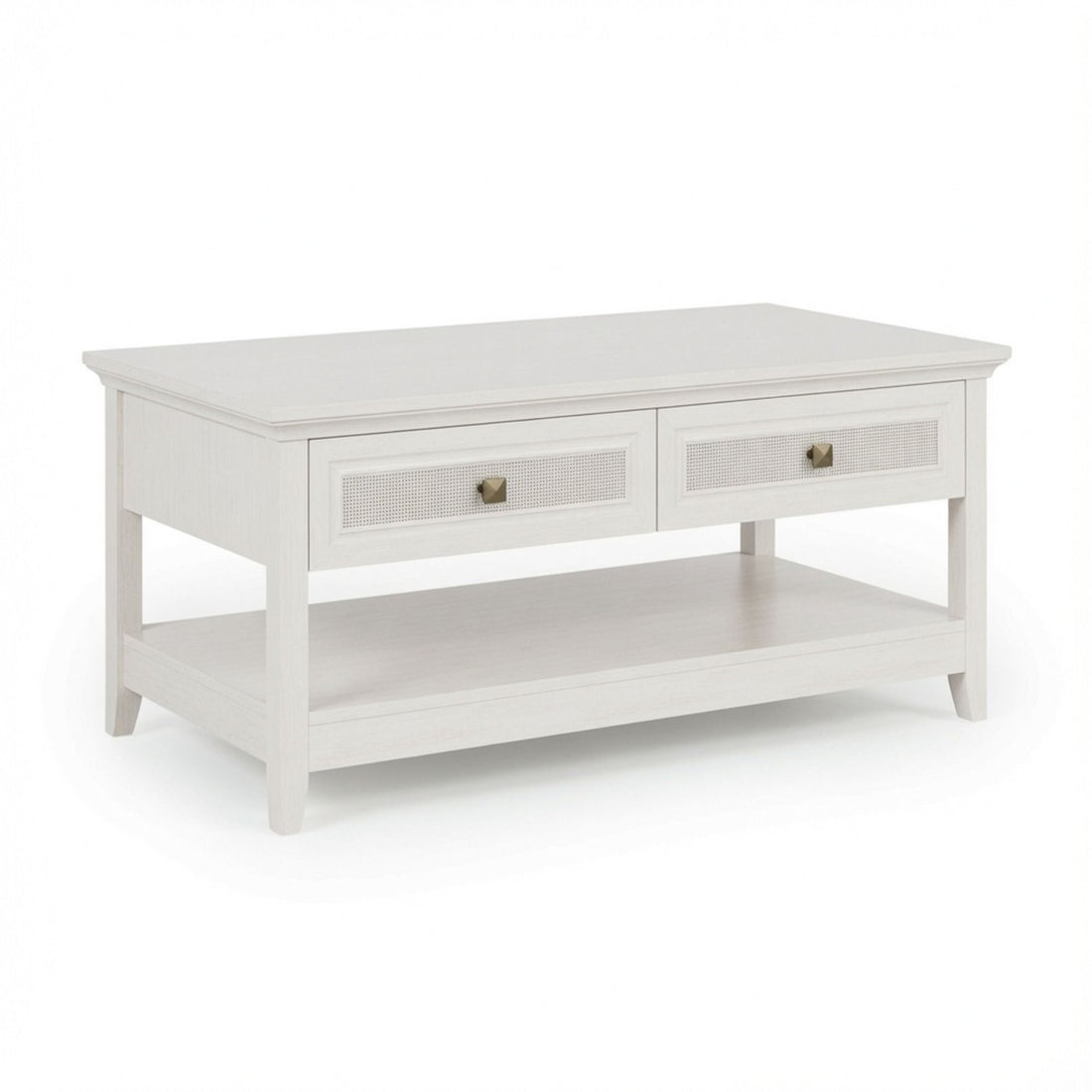 Coffee Table With Drawers &amp; Storage Shelf - White