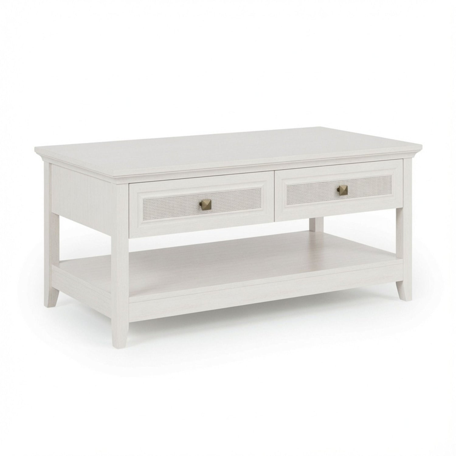 Coffee Table With Drawers &amp; Storage Shelf - White