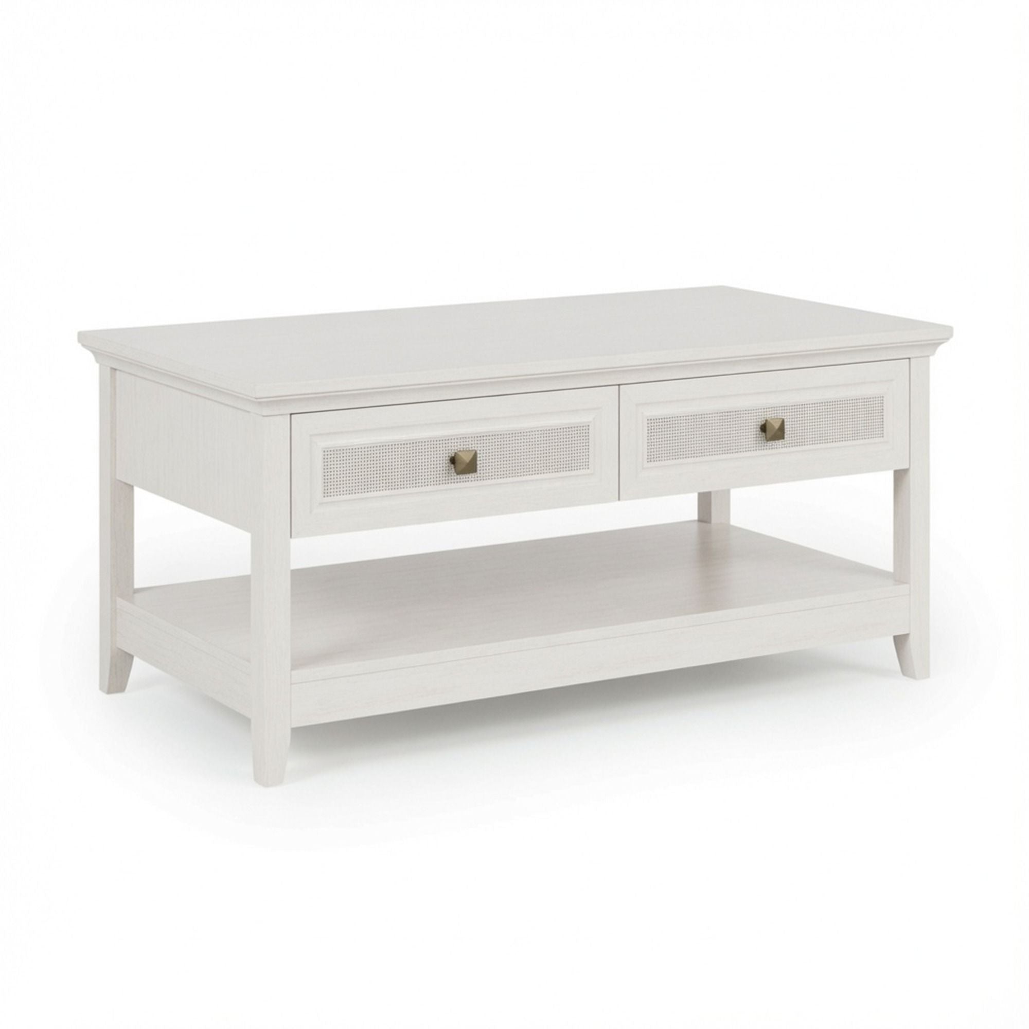 Coffee Table With Drawers &amp; Storage Shelf - White