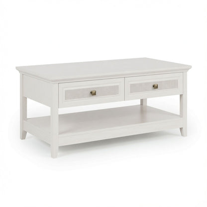 Coffee Table With Drawers &amp; Storage Shelf - White