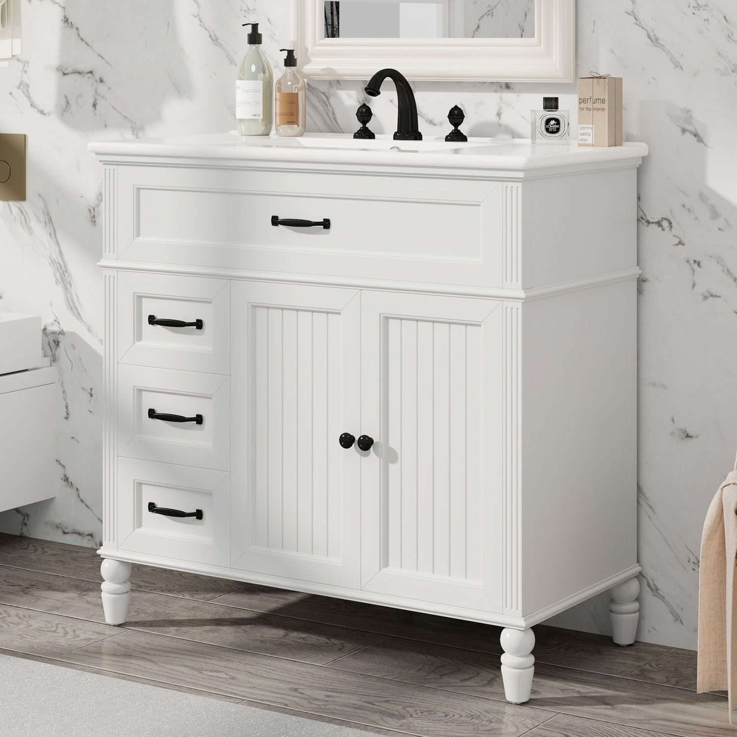 Bathroom Vanity With Sink, Freestanding Cabinet &amp; Drawers