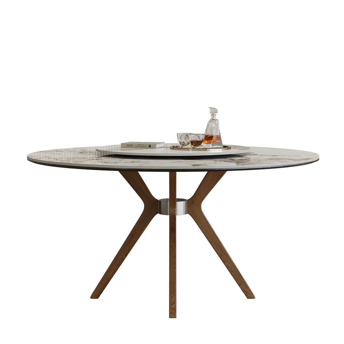 Dining Table With 35&quot; Turntable - White