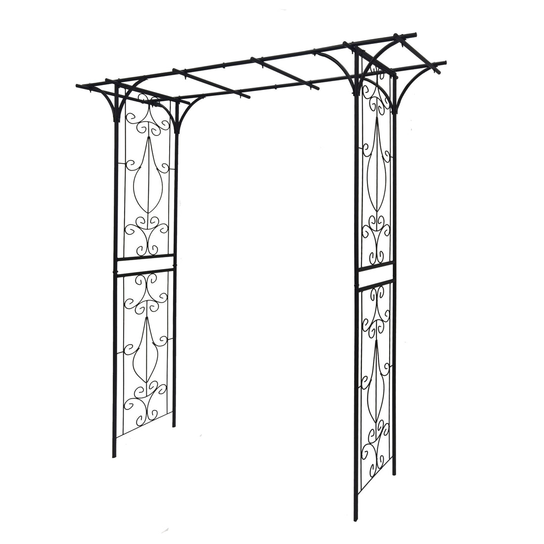 Metal Garden Arch Climbing Plants Support Rose Arch Outdoor - Black