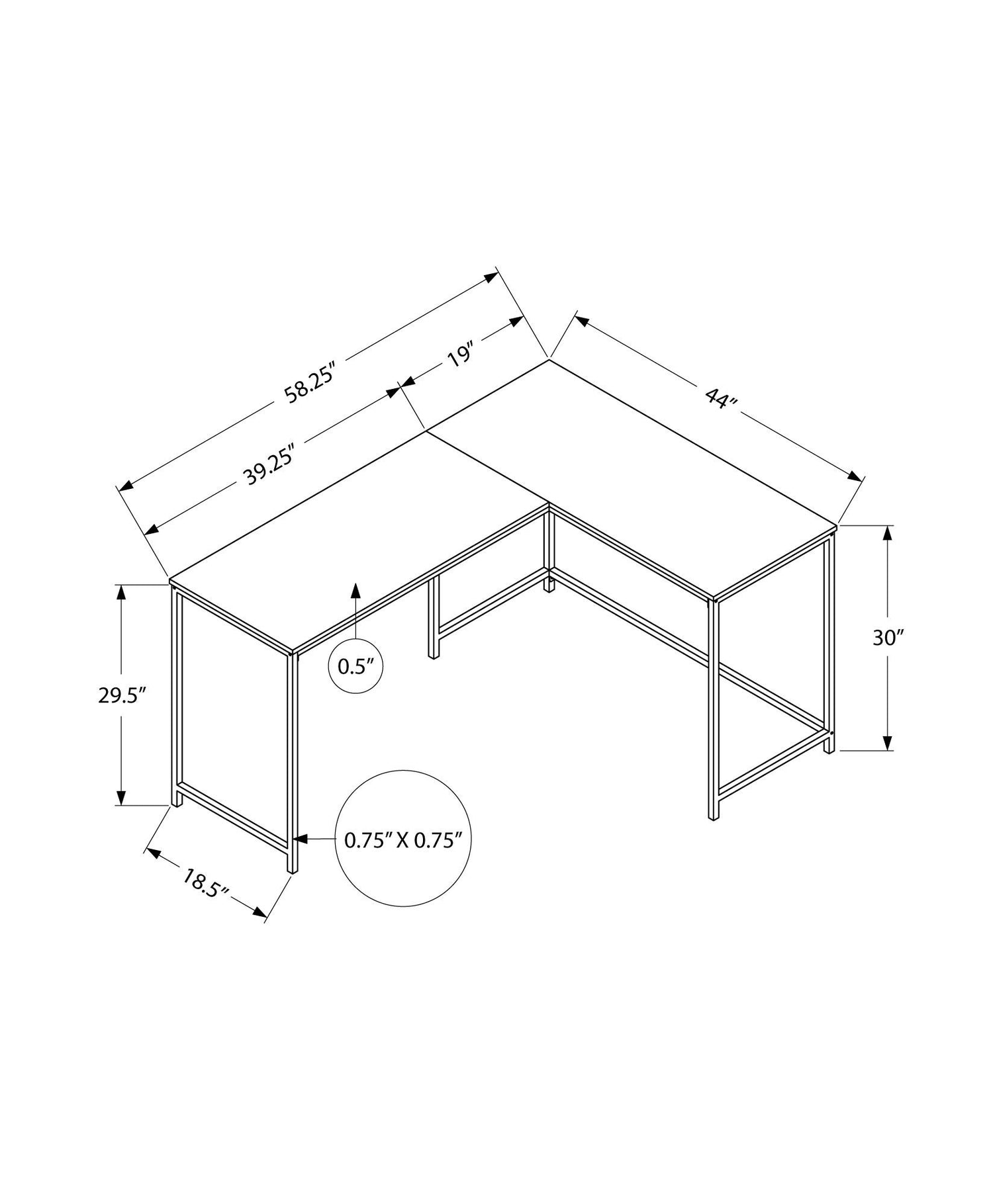 Computer Desk, Home Office, Corner, L Shape, Laptop, Marble Look Contemporary &amp; Modern