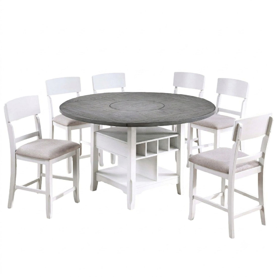 Contemporary Counter Height Dining Set With Built In Lazy Susan