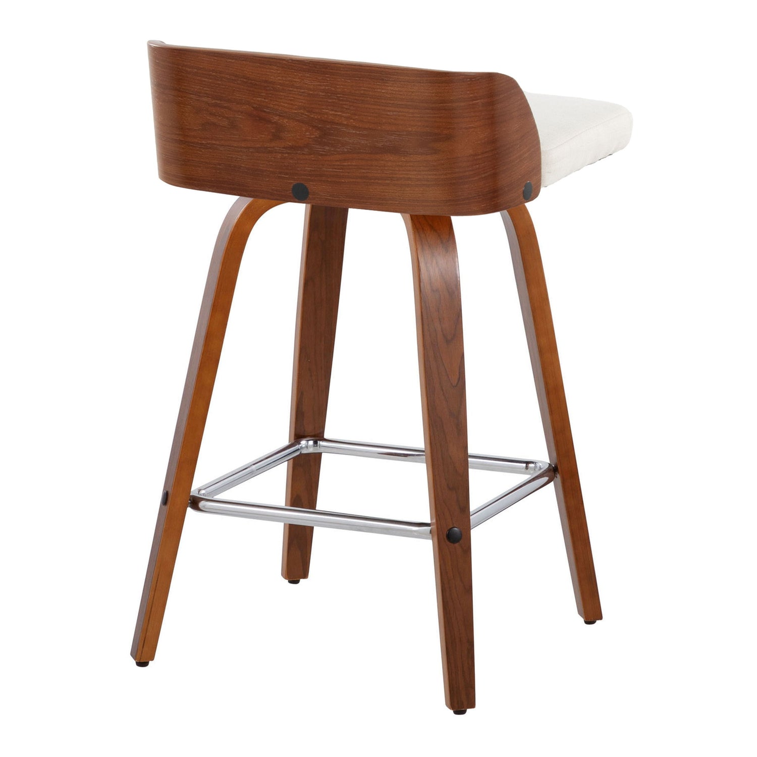 Maya - Mid Century Modern Fixed Height Counter Stool &amp; Swivel With Square Footrest (Set of 2)