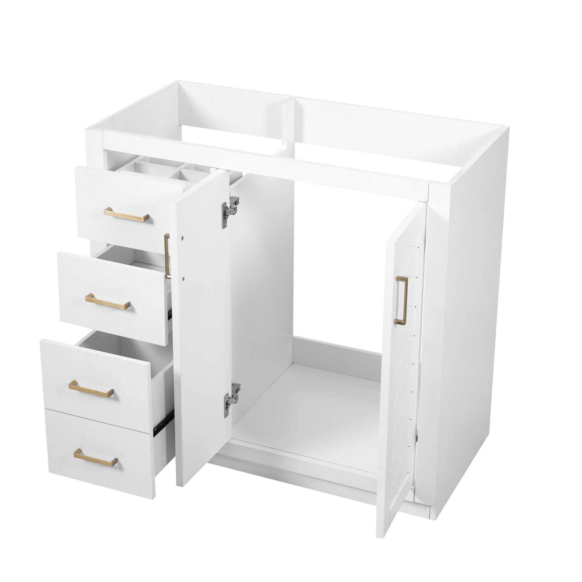 Retro Style Bathroom Vanity, 3 Drawers &amp; Soft Closing Doors