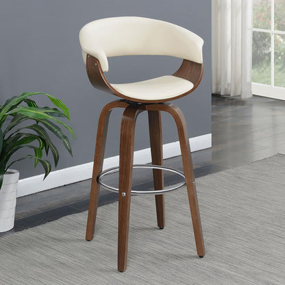 Swivel Bar Stool Elegant Design With Upholstery - Cream