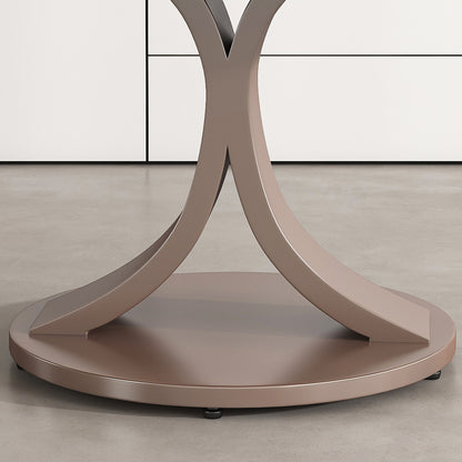 Round Dining Table With 360° Rotating Lazy Susan For Dining Room &amp; Kitchen, 6 Chairs - White