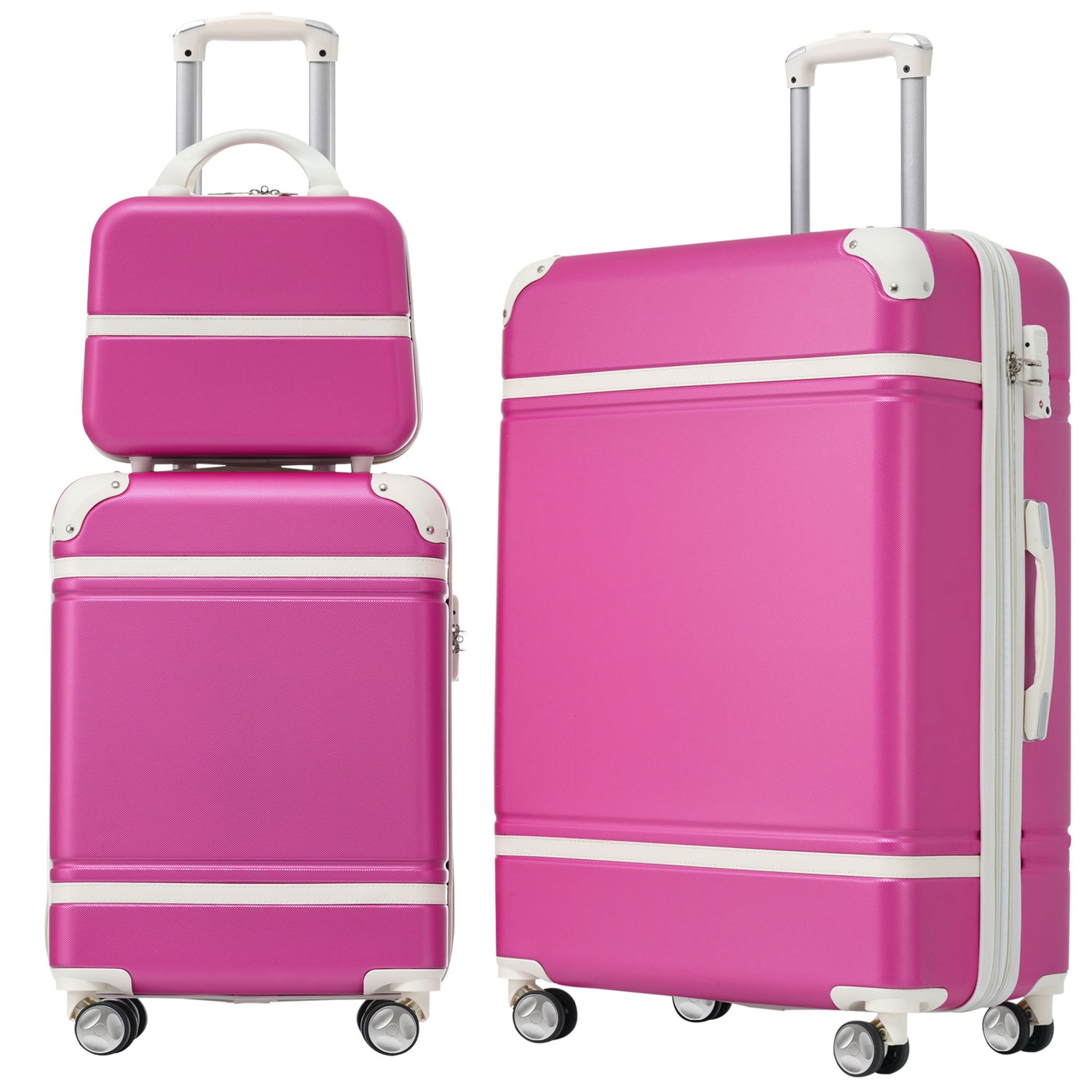 Hardshell Luggage Sets 3 Pieces 20&quot; / 24&quot; Luggages And Cosmetic Case Spinner Suitcase With Tsa Lock Lightweight