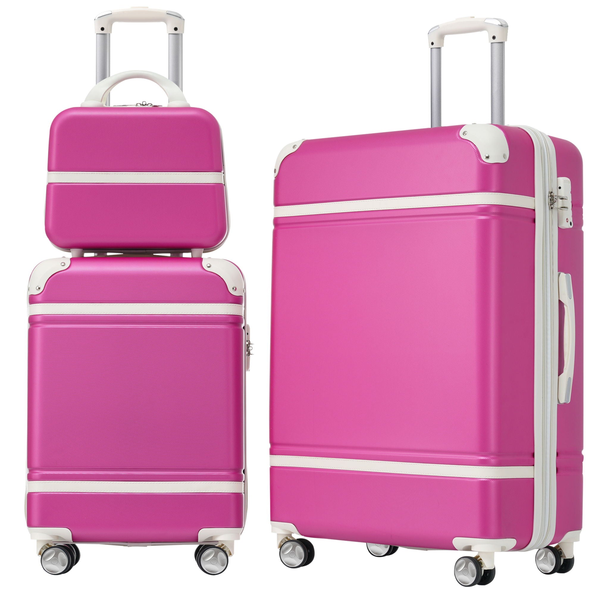 Hardshell Luggage Sets 3 Pieces 20&quot; / 24&quot; Luggages And Cosmetic Case Spinner Suitcase With Tsa Lock Lightweight