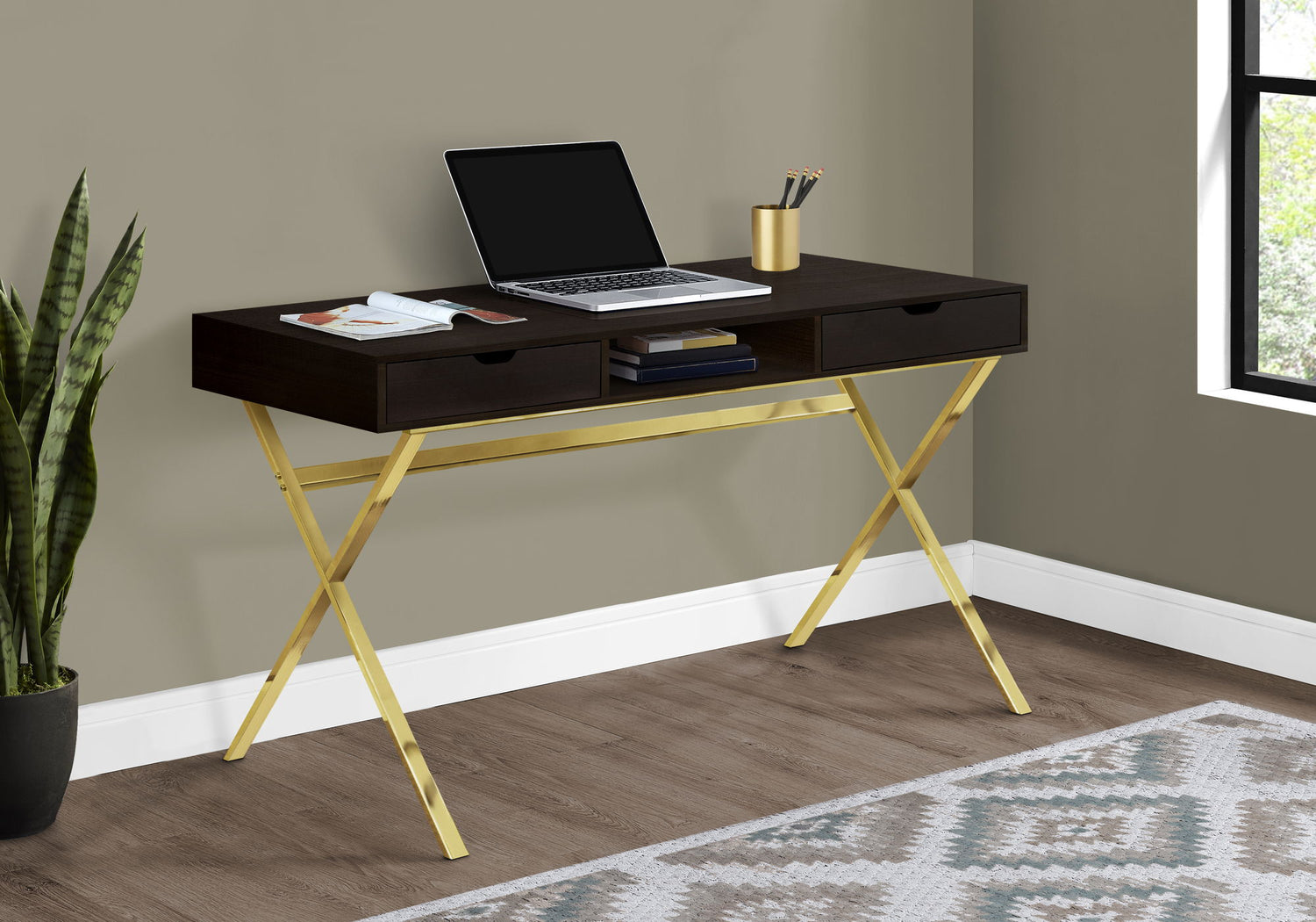 Computer Desk For Home Office, Laptop, Storage Drawers, Contemporary &amp; Modern - Espresso