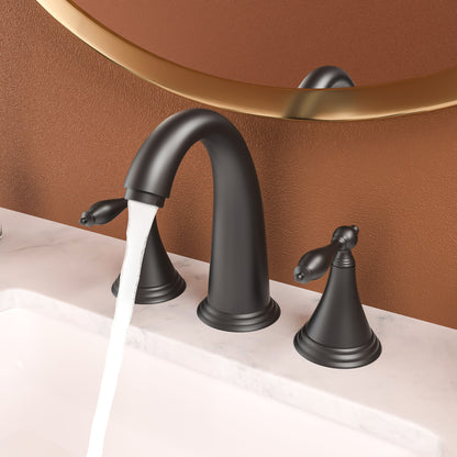 Elegant 2 Handle Widespread Bathroom Faucet With Pop Up Drain And Water Supply Lines