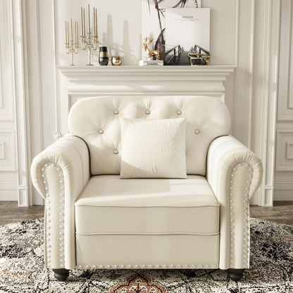 Upholstered Sofa With Nailhead Trim And Rolled Armrests