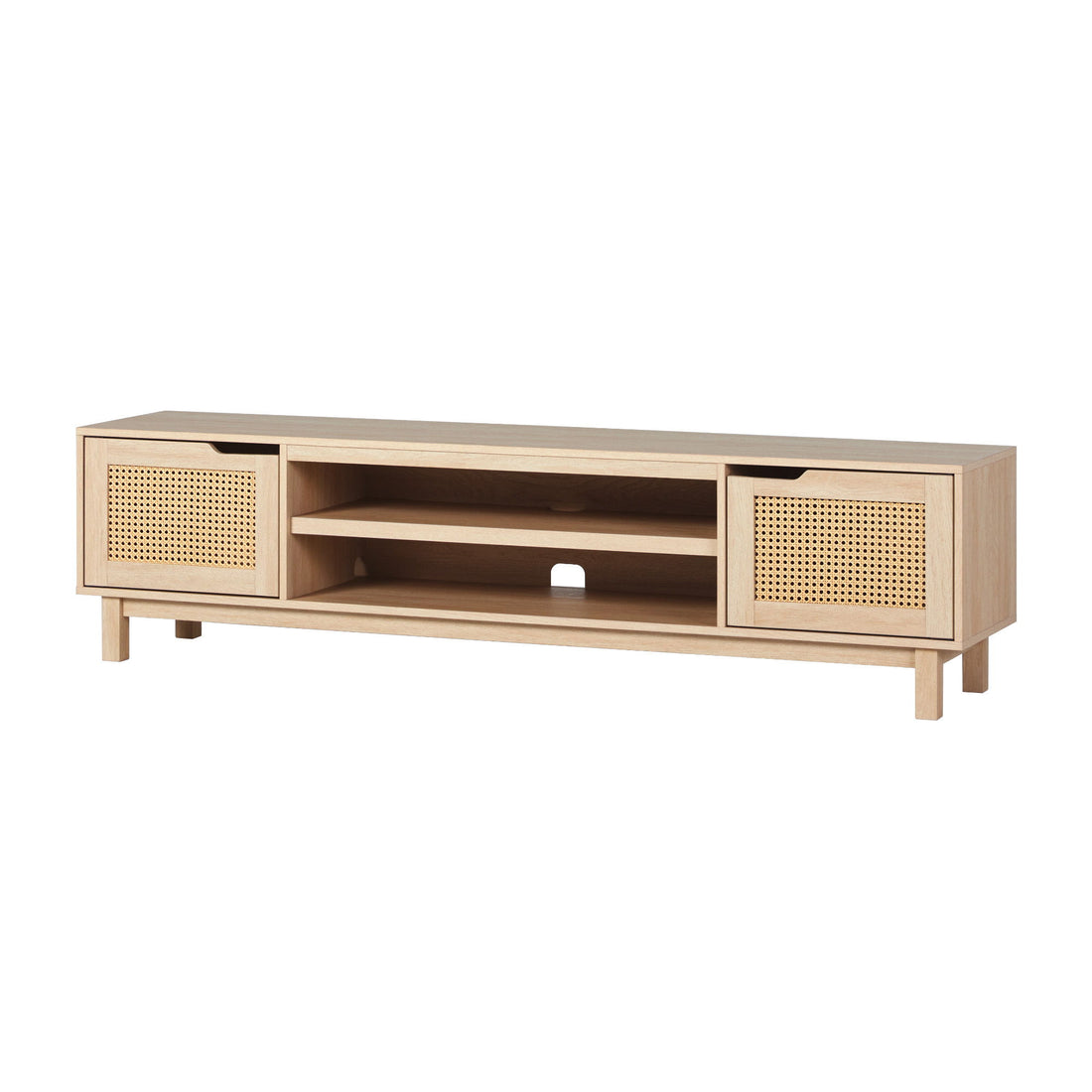 Modern Door Low TV Stand For TVs Up To 80&quot; - Coastal Oak