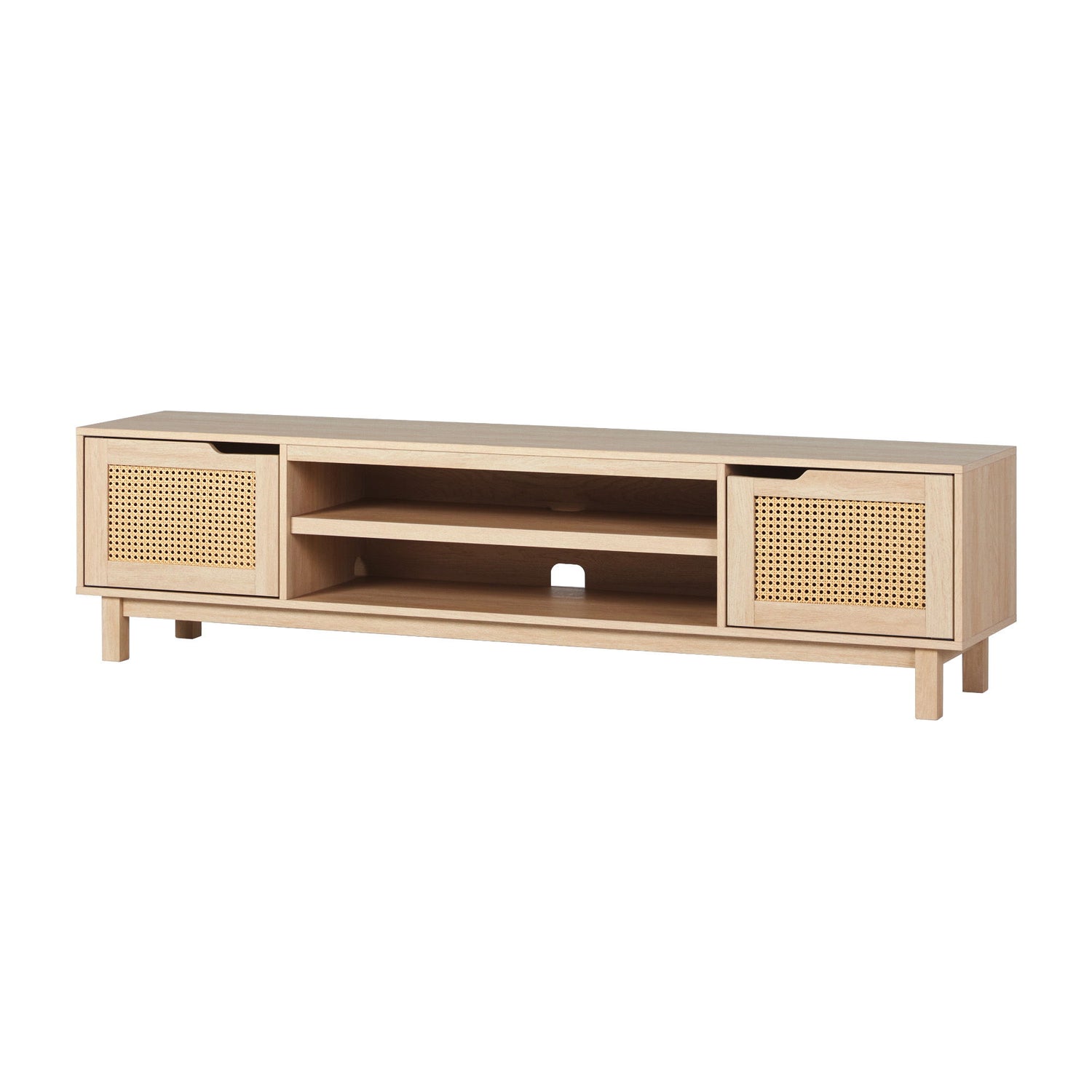 Modern Door Low TV Stand For TVs Up To 80&quot; - Coastal Oak