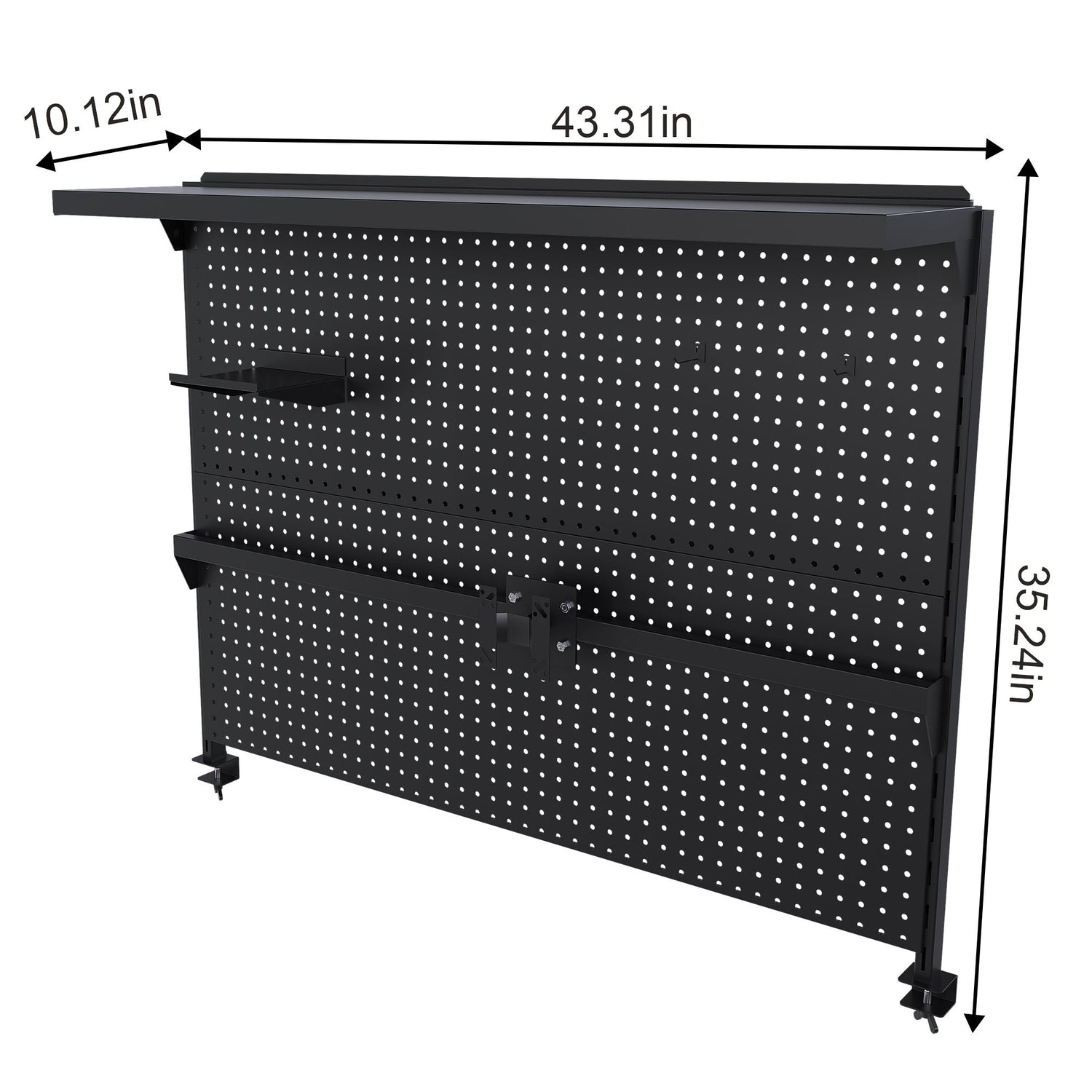 Clamp On Desk Pegboard With Single Monitor Stand