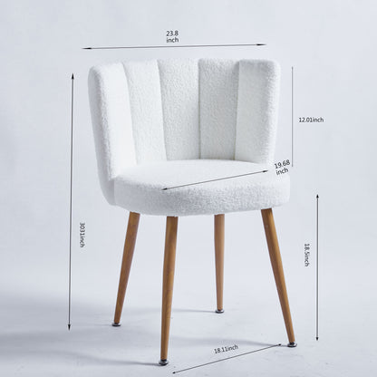 Modern Dining Chair (Set of 2) With Iron Tube Wood Color Legs, Shorthair Cushions And Comfortable Backrest, Suitable For Dining Room, Living Room, Cafe, Simple Structure