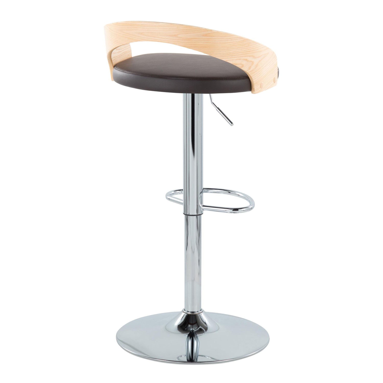 Grotto - Mid Century Modern Adjustable Height Barstool &amp; Swivel With Oval Footrest (Set of 2)