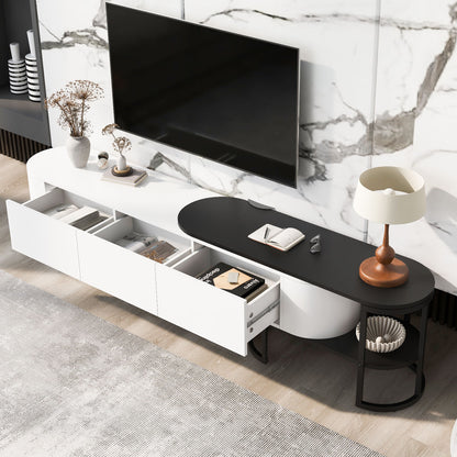 Modern Extendable TV Stand For TVs Up To 75&quot;, Entertainment Center Media Console With 3 Drawers, Metal Adjustable Legs For Living Room