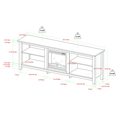 Modern Transitional 3 Shelf Open Storage 70&quot; TV Stand For 80&quot; TVs
