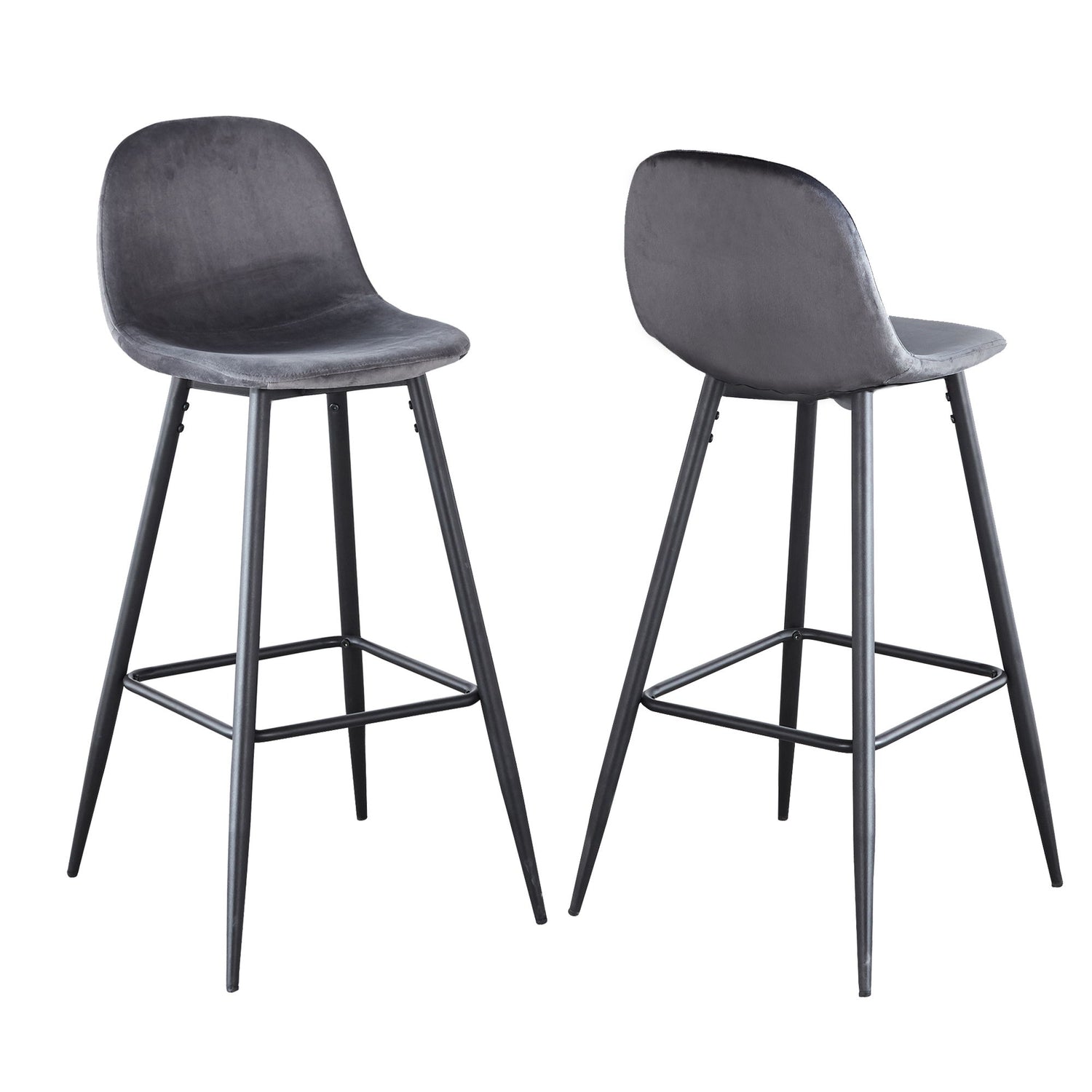 Velvet Barstool With Back (Set of 2)