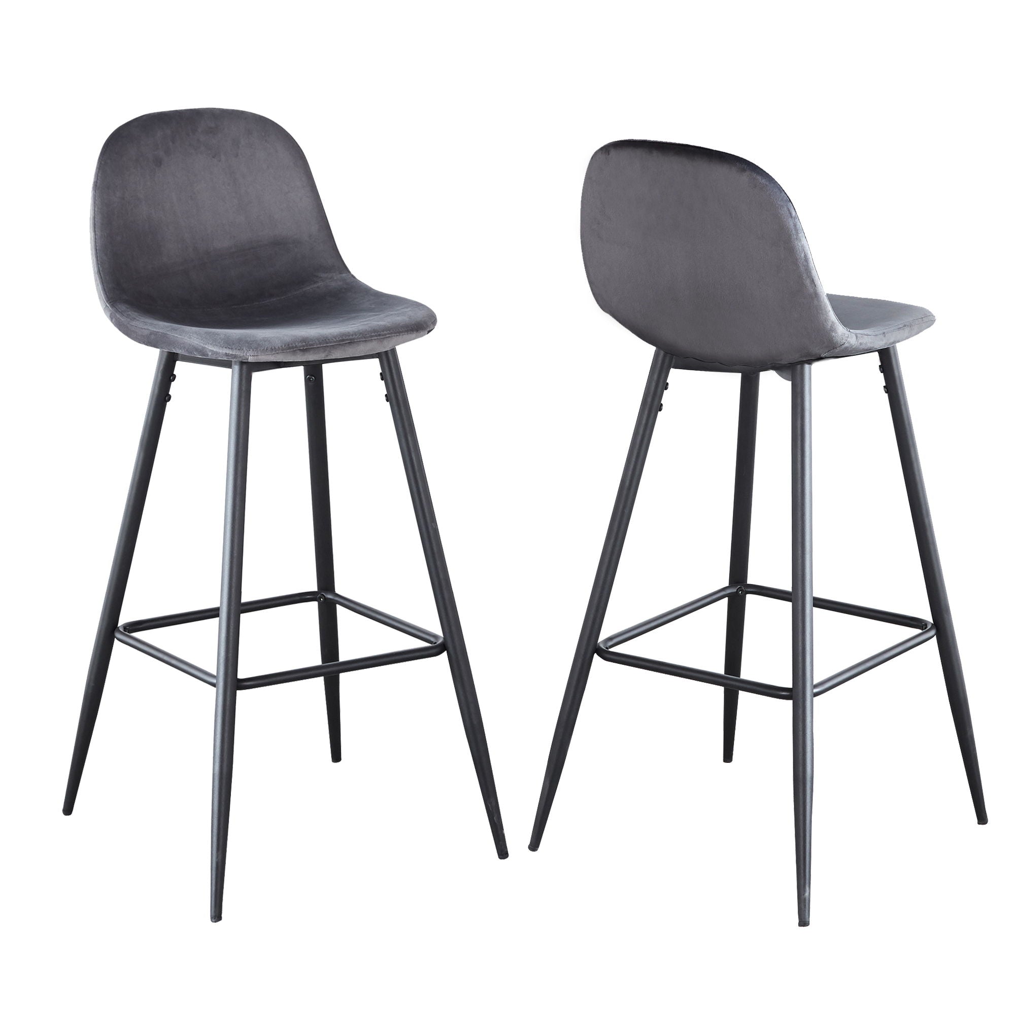Velvet Barstool With Back (Set of 2)