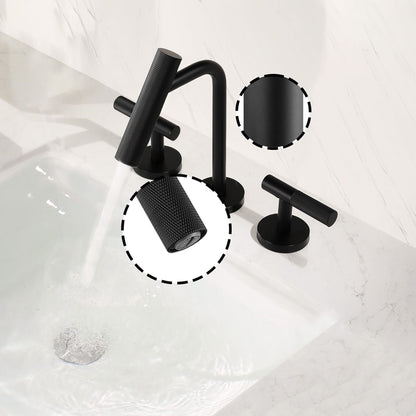 2 Handles Widespread 8&quot; Bathroom Faucet With Solid Brass Construction - Matte Black
