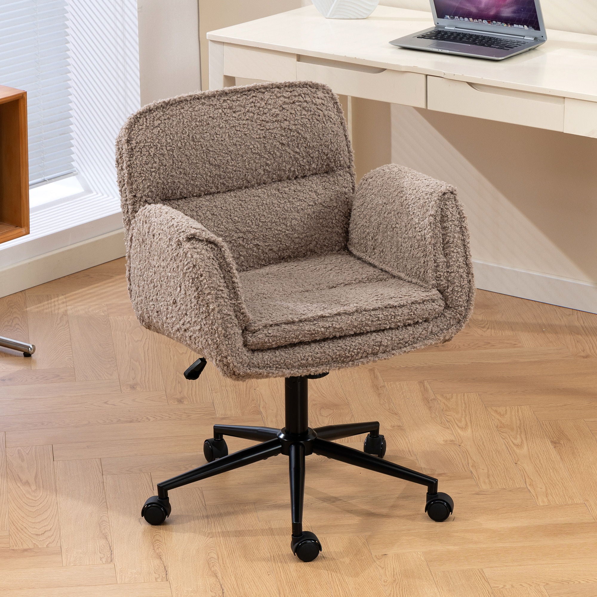 Criss Cross Swivel Desk Chair With Adjustable Armrests &amp; Wheels For Home Office