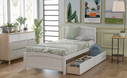 Platform Bed &amp; Headboard, Footboard And Wood Slat Support
