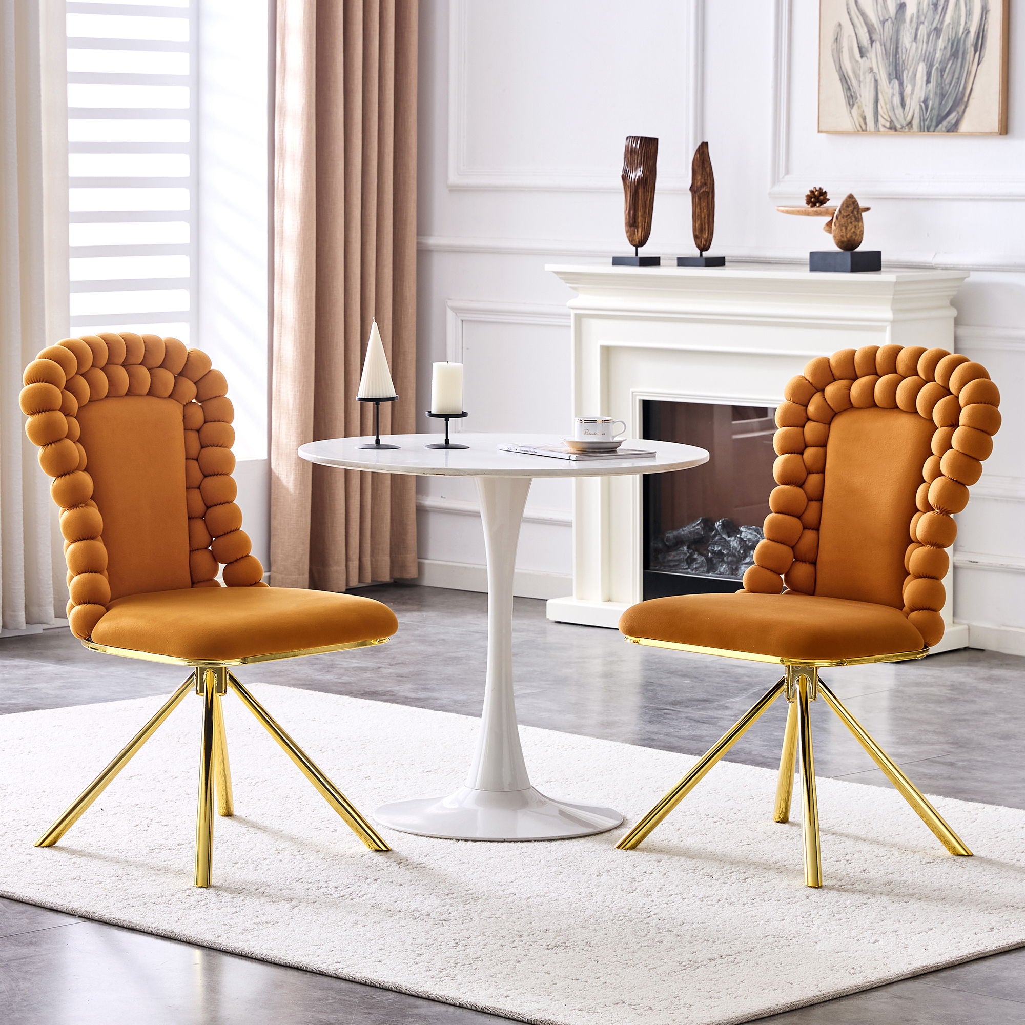 Puffy Bubble, Ball Chain Chair For Dining Room &amp; Kitchen (Set of 2)
