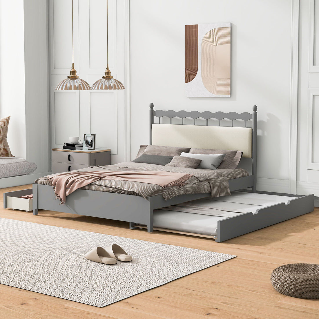 Storage Platform Bed With 2 Big Drawers &amp; Trundle