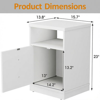 Nightstand With Door &amp; Shelf, 2 Drawer Side Table