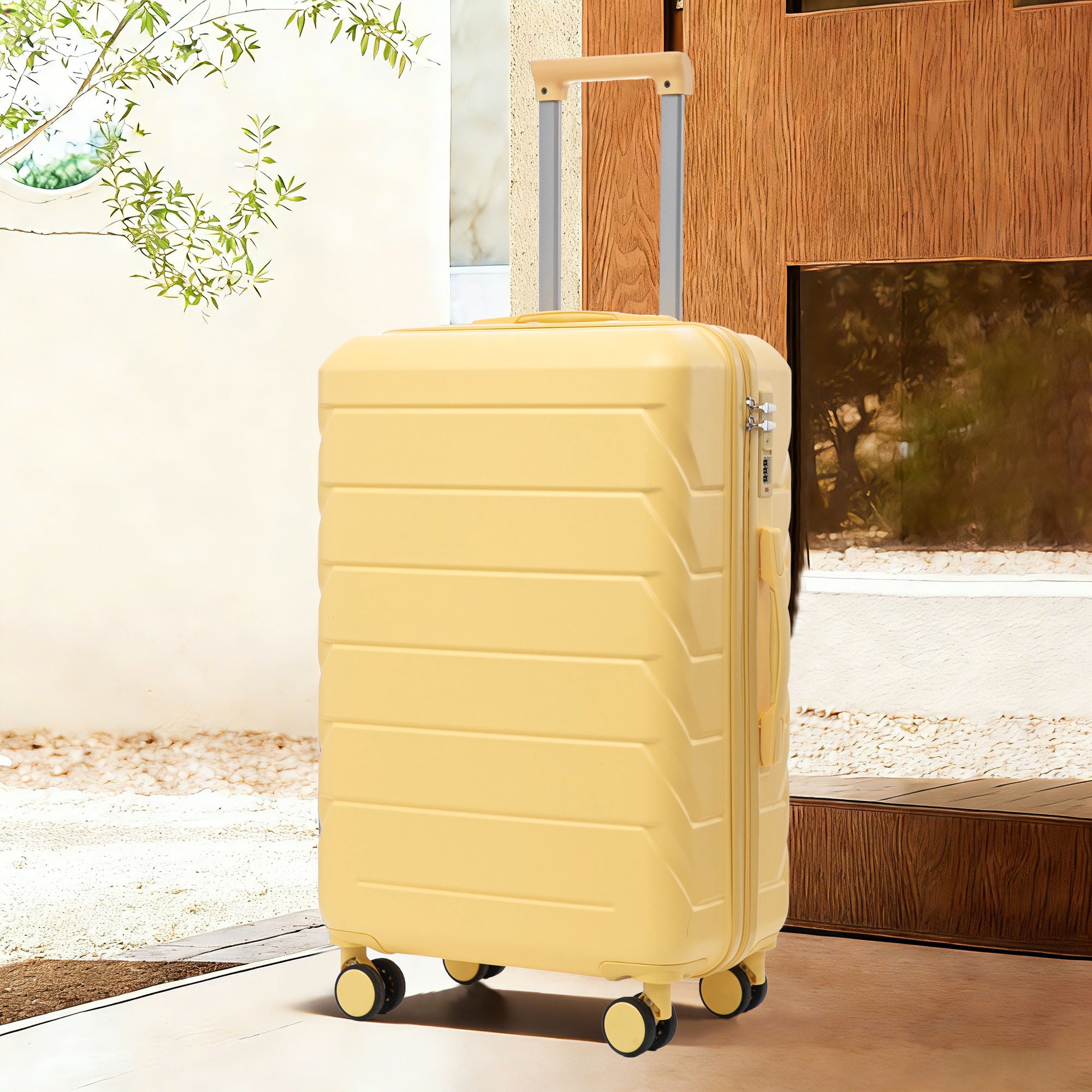 Hard Shell Luggage With Scratch Resistant Surface, 4 Wheels, Combination Lock &amp; Side Hooks